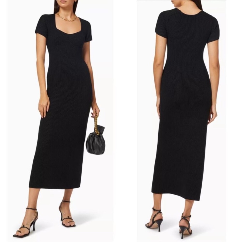 STAUD Black Knit Camden Maxi/Midi Dress - Picture 2 of 11